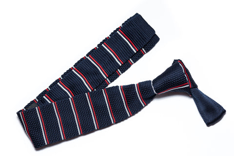 Malibu Navy Blue with Red Polka Dots Knitted Tie