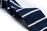 Hermosa Navy Blue with White Stripes Knitted Tie