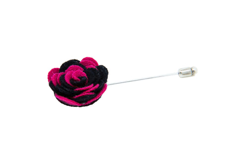 Ashley Black/Pink Flower Lapel Pin (S/S 2015)