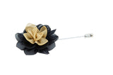 Christina Black/Gold Flower Lapel Pin (S/S 2015)