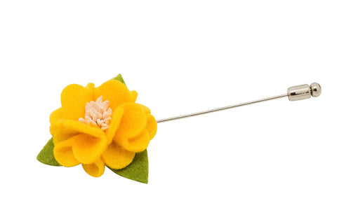 Alexandria White/Yellow Flower Lapel Pin (S/S 2015)