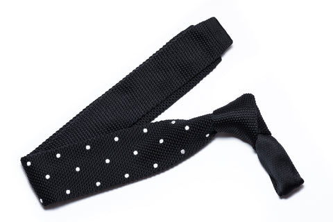 Redondo Black with Blue Polka Dots Knitted Tie