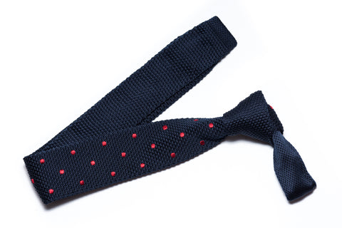 Catalina Navy Blue with Red and White Stripes Knitted Tie