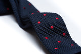 Malibu Navy Blue with Red Polka Dots Knitted Tie