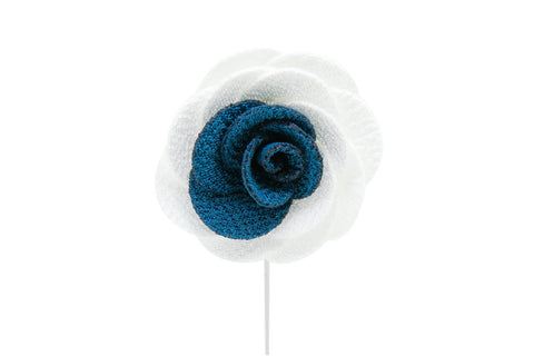 Abby Real Flower lapel pin (F/W 2017) Tiffany Blue, Blue with Black
