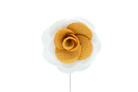 Alexandria White/Orange Flower Lapel Pin (S/S 2015)
