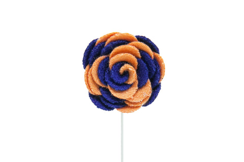 Ashley Blue/Orange Flower Lapel Pin (S/S 2015)