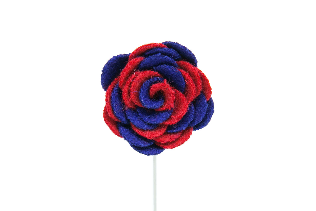 Ashley Blue/Red Flower Lapel Pin (S/S 2015)