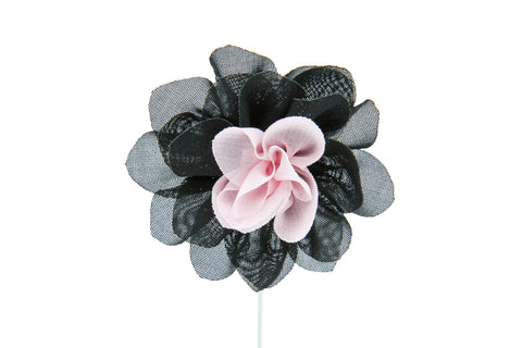 Christina Black/Pink Flower Lapel Pin (S/S 2015)