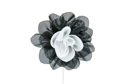 Christina Black/White Flower Lapel Pin (S/S 2015)