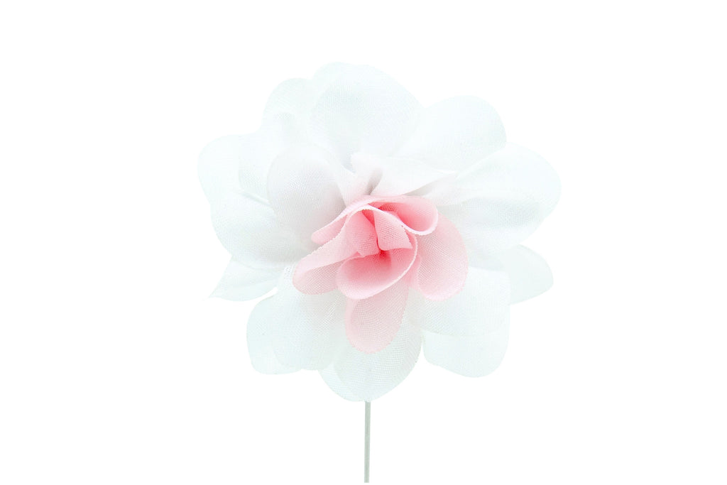Christina White/Pink Flower Lapel Pin (S/S 2015)