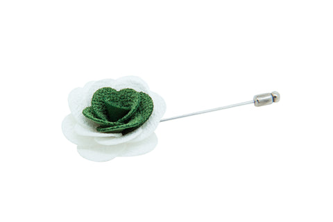 Alexandria White/Green Flower Lapel Pin (S/S 2015)