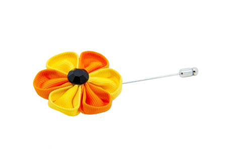 Stephanie Orange/Yellow Flower Lapel Pin (S/S 2015)