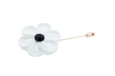 Stephanie White Flower Lapel Pin (S/S 2015)